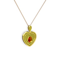 Damla Kalp Kolye - Sitrin ve peridot 14 ayar altın kolye (40 cm rose altın rolo zincir) #1qt00sr