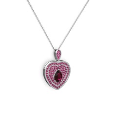Rodolit garnet 18 ayar beyaz altın kolye (40 cm beyaz altın rolo zincir)
