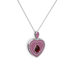 Garnet ve rodolit garnet 18 ayar beyaz altın kolye (40 cm beyaz altın rolo zincir)