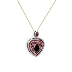 Siyah zirkon ve garnet 925 ayar gümüş kolye (40 cm altın rolo zincir)
