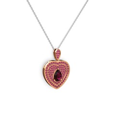 Damla Kalp Kolye - Rodolit garnet 14 ayar rose altın kolye (40 cm beyaz altın rolo zincir) #4c0zkj