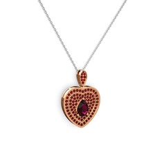 Rodolit garnet ve garnet 18 ayar rose altın kolye (40 cm beyaz altın rolo zincir)