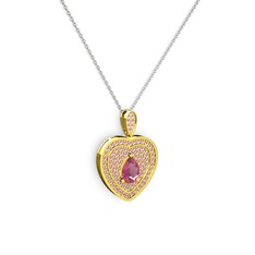 Damla Kalp Kolye - Pembe kuvars 14 ayar altın kolye (40 cm beyaz altın rolo zincir) #ezikfi