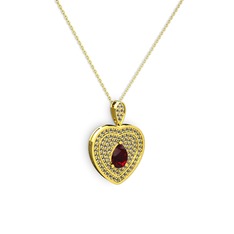 Garnet ve dumanlı kuvars 18 ayar altın kolye (40 cm altın rolo zincir)