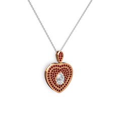 Swarovski ve garnet 18 ayar rose altın kolye (40 cm beyaz altın rolo zincir)