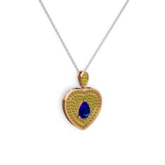Lab safir ve peridot 8 ayar rose altın kolye (40 cm beyaz altın rolo zincir)