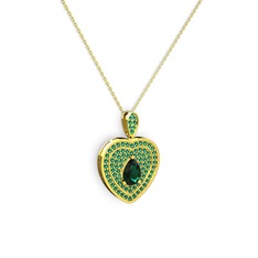 Damla Kalp Kolye - Yeşil kuvars 18 ayar altın kolye (40 cm altın rolo zincir) #ngqvce