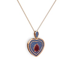 Damla Kalp Kolye - Kök yakut ve lab safir 14 ayar rose altın kolye (40 cm rose altın rolo zincir) #nyeef