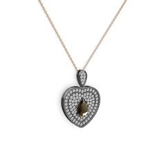 Damla Kalp Kolye - Dumanlı kuvars ve swarovski 925 ayar siyah rodyum kaplama gümüş kolye (40 cm gümüş rolo zincir) #prhy2i