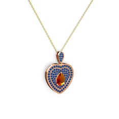 Damla Kalp Kolye - Sitrin ve lab safir 18 ayar rose altın kolye (40 cm altın rolo zincir) #rcm2b1