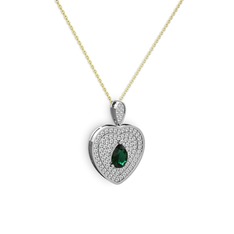 Yeşil kuvars ve swarovski 18 ayar beyaz altın kolye (40 cm altın rolo zincir)