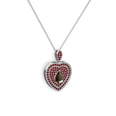 Damla Kalp Kolye - Dumanlı kuvars ve garnet 925 ayar gümüş kolye (40 cm gümüş rolo zincir) #wlnhke