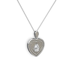 Damla Kalp Kolye - Swarovski ve dumanlı kuvars 8 ayar beyaz altın kolye (40 cm gümüş rolo zincir) #zyyyl7