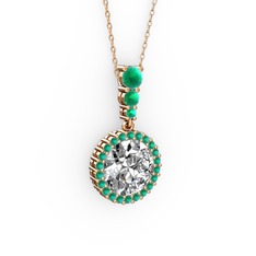 Lavinya Kolye - Swarovski ve kök yakut 8 ayar rose altın kolye (40 cm rose altın rolo zincir) #10r00ah