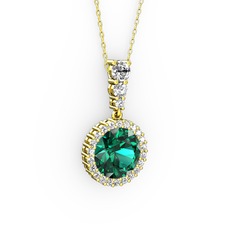 Yeşil kuvars ve swarovski 14 ayar altın kolye (40 cm altın rolo zincir)