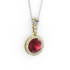 Lavinya Kolye - Kök yakut ve swarovski 14 ayar altın kolye (40 cm gümüş rolo zincir) #13j2iax