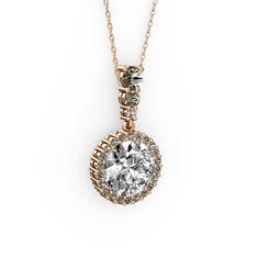 Swarovski ve dumanlı kuvars 925 ayar rose altın kaplama gümüş kolye (40 cm gümüş rolo zincir)