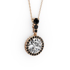 Lavinya Kolye - Beyaz zirkon ve siyah zirkon 8 ayar rose altın kolye (40 cm gümüş rolo zincir) #15j4a2p