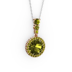 Lavinya Kolye - Peridot 8 ayar rose altın kolye (40 cm beyaz altın rolo zincir) #17pkij