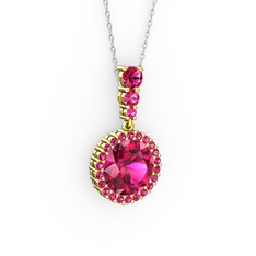 Lavinya Kolye - Rodolit garnet 8 ayar altın kolye (40 cm gümüş rolo zincir) #1b0o19k