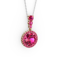 Lavinya Kolye - Rodolit garnet 18 ayar rose altın kolye (40 cm beyaz altın rolo zincir) #1cto63l