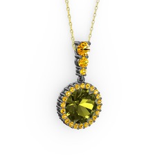 Lavinya Kolye - Peridot ve sitrin 925 ayar siyah rodyum kaplama gümüş kolye (40 cm altın rolo zincir) #1d4j3bt