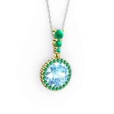 Lavinya Kolye - Akuamarin ve kök yakut 14 ayar altın kolye (40 cm beyaz altın rolo zincir) #1ffaal5