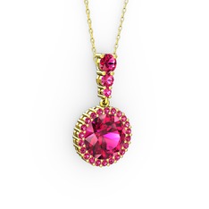 Lavinya Kolye - Rodolit garnet 18 ayar altın kolye (40 cm altın rolo zincir) #1hivf1b