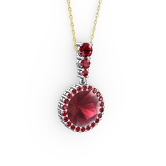 Lavinya Kolye - Kök yakut ve garnet 925 ayar gümüş kolye (40 cm altın rolo zincir) #1ht3few