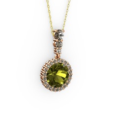 Lavinya Kolye - Peridot ve dumanlı kuvars 18 ayar rose altın kolye (40 cm altın rolo zincir) #1vn0l5r