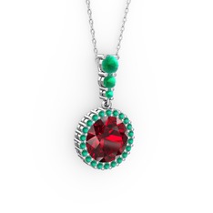 Lavinya Kolye - Garnet ve kök yakut 925 ayar gümüş kolye (40 cm gümüş rolo zincir) #1wyy9aq