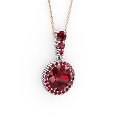 Lavinya Kolye - Garnet 8 ayar beyaz altın kolye (40 cm rose altın rolo zincir) #1xqbq1d