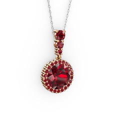 Lavinya Kolye - Garnet 8 ayar rose altın kolye (40 cm beyaz altın rolo zincir) #6x18pm