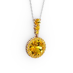 Lavinya Kolye - Sitrin 14 ayar rose altın kolye (40 cm beyaz altın rolo zincir) #9wwdfj