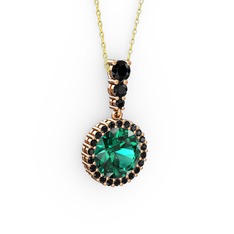 Lavinya Kolye - Yeşil kuvars ve siyah zirkon 18 ayar rose altın kolye (40 cm altın rolo zincir) #apeask