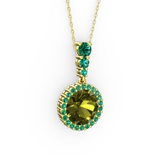 Lavinya Kolye - Peridot ve yeşil kuvars 8 ayar altın kolye (40 cm altın rolo zincir) #gnbwdf