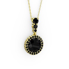 Lavinya Kolye - Siyah zirkon 14 ayar altın kolye (40 cm altın rolo zincir) #i1ayj6
