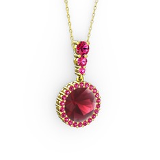Lavinya Kolye - Kök yakut ve rodolit garnet 8 ayar altın kolye (40 cm altın rolo zincir) #ib2xbu