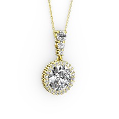 Lavinya Kolye - Swarovski ve beyaz zirkon 18 ayar altın kolye (40 cm altın rolo zincir) #jq4y8v