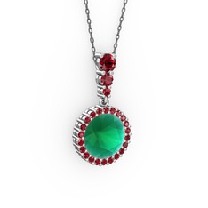 Lavinya Kolye - Kök zümrüt ve garnet 8 ayar beyaz altın kolye (40 cm gümüş rolo zincir) #k0t77q