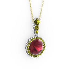 Lavinya Kolye - Kök yakut ve peridot 925 ayar gümüş kolye (40 cm altın rolo zincir) #oxuou4