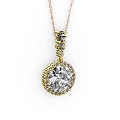 Lavinya Kolye - Swarovski ve dumanlı kuvars 925 ayar altın kaplama gümüş kolye (40 cm rose altın rolo zincir) #pimng