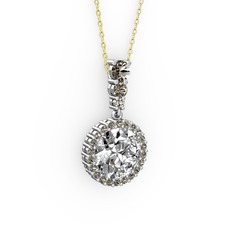 Lavinya Kolye - Swarovski ve dumanlı kuvars 18 ayar beyaz altın kolye (40 cm altın rolo zincir) #pr02bn