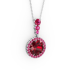 Lavinya Kolye - Garnet ve rodolit garnet 925 ayar gümüş kolye (40 cm gümüş rolo zincir) #qox207