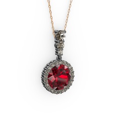 Lavinya Kolye - Garnet ve dumanlı kuvars 925 ayar siyah rodyum kaplama gümüş kolye (40 cm gümüş rolo zincir) #qumol4