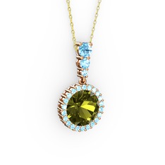 Lavinya Kolye - Peridot ve akuamarin 18 ayar rose altın kolye (40 cm altın rolo zincir) #qyfbvc