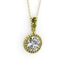 Swarovski ve peridot 8 ayar altın kolye (40 cm altın rolo zincir)