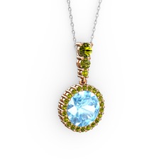 Lavinya Kolye - Akuamarin ve peridot 14 ayar rose altın kolye (40 cm beyaz altın rolo zincir) #tlxuqa