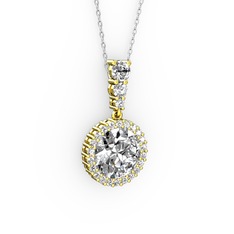 Lavinya Kolye - Swarovski ve beyaz zirkon 14 ayar altın kolye (40 cm gümüş rolo zincir) #unpdrq