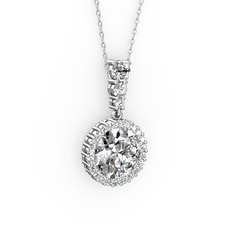Lavinya Kolye - Beyaz zirkon ve swarovski 8 ayar beyaz altın kolye (40 cm beyaz altın rolo zincir) #ye2hbo
